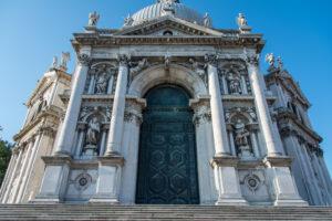 Low angle shot of the basilica di santa maria della salute in venice, italy