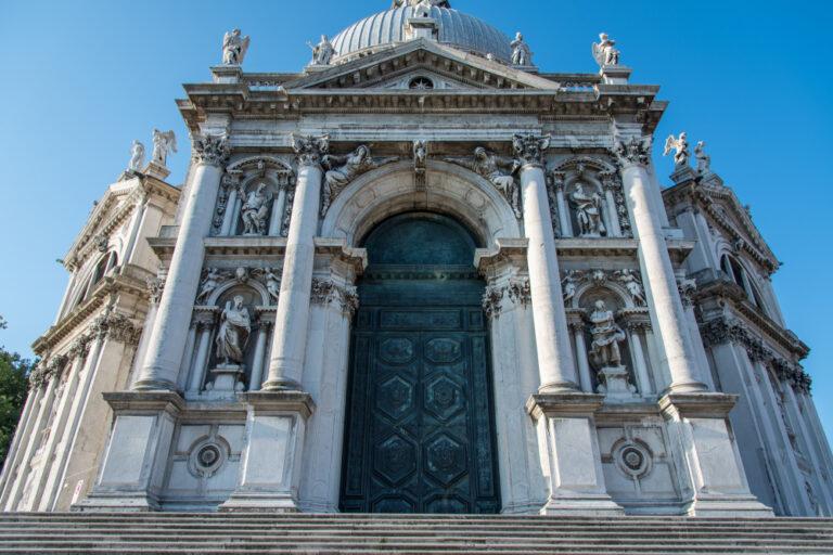 Low angle shot of the basilica di santa maria della salute in venice, italy